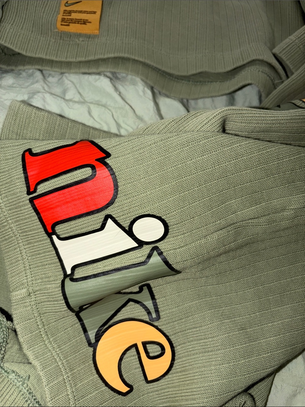Nike Olive Green Ribbed Hoodie & Shorts Set - Picture 8 of 14